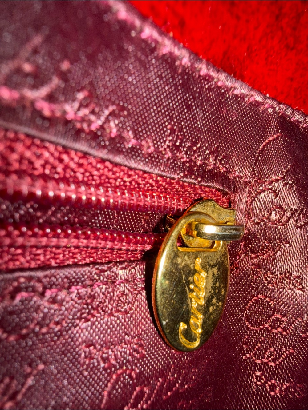 Cartier Deep Red Leather Shoulder Bag - Picture 10 of 14